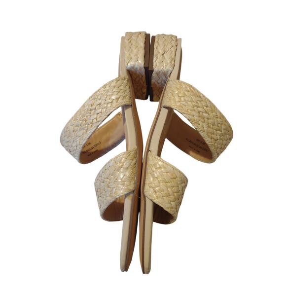 Joie Niki Raffia Braided Straw Sandals 8.5 Timeless Square Toe Preppy Summer - Picture 6 of 7